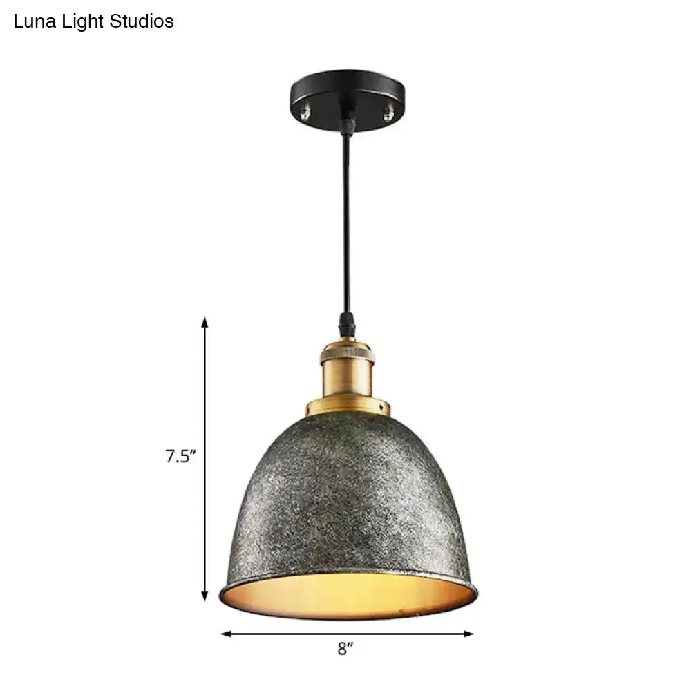 Decorbites Black Dome Pendant Lamp with textured black shade and brass hardware on Tampa Home & Garden Store