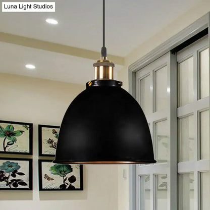 Black Dome Pendant Lamp with brass accent and black cord on Tampa Home & Garden Store