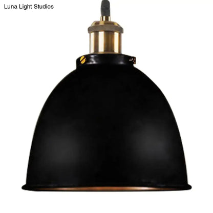Black Dome Pendant Lamp by Decorbites, black metal shade with brass hardware on Tampa Home & Garden Store