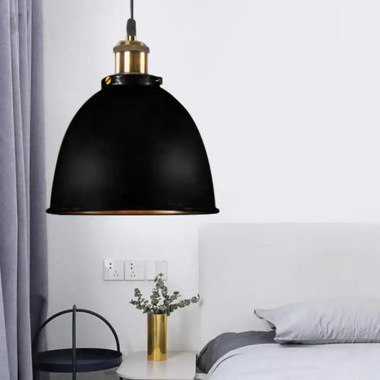 Black Wrought Iron Dome Pendant Lamp For Kitchen