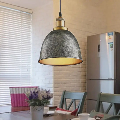 Black Dome Pendant Lamp by Decorbites with speckled metal shade and brass hardware on Tampa Home & Garden Store