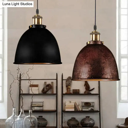 Black dome pendant lamp and hammered copper dome pendant lamp, two hanging lights for dining area on Tampa Home & Garden Store