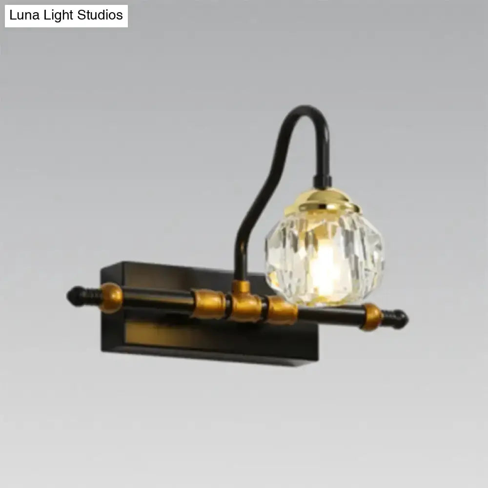 Industrial Hexagon Vanity Wall Lamp with Prisms