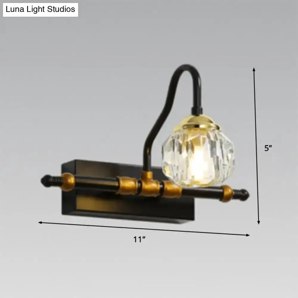 Industrial Hexagon Vanity Wall Lamp with Prisms