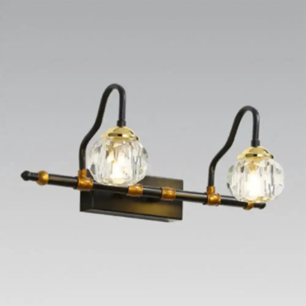 Industrial Hexagon Vanity Wall Lamp with Prisms