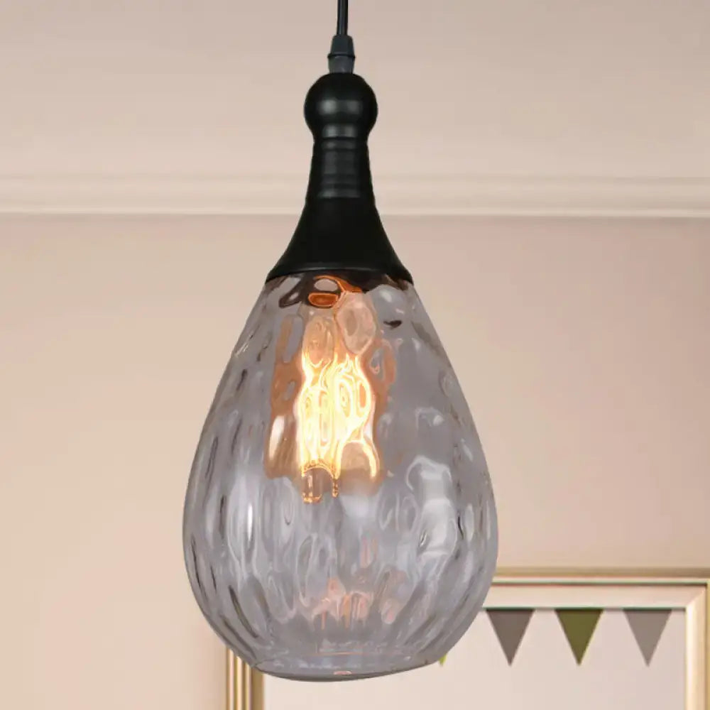 Smoked Glass Pendant Light by Decorbites, teardrop smoked shade with black canopy on Tampa Home & Garden Store