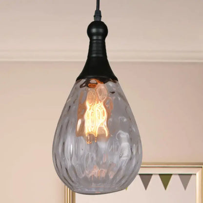 Smoked Glass Pendant Light by Decorbites, teardrop smoked shade with black canopy on Tampa Home & Garden Store