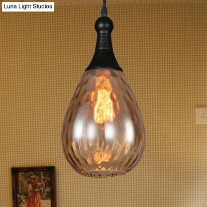 Smoked glass pendant light with teardrop shade and exposed Edison bulb Decorbites Pendant Lights on Tampa Home & Garden Store