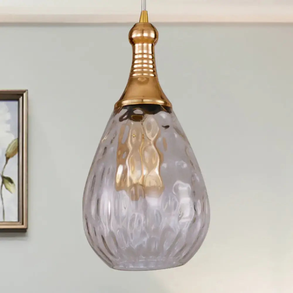 Smoked Glass Pendant Light, Decorbites copper-finish canopy and textured teardrop shade on Tampa Home & Garden Store