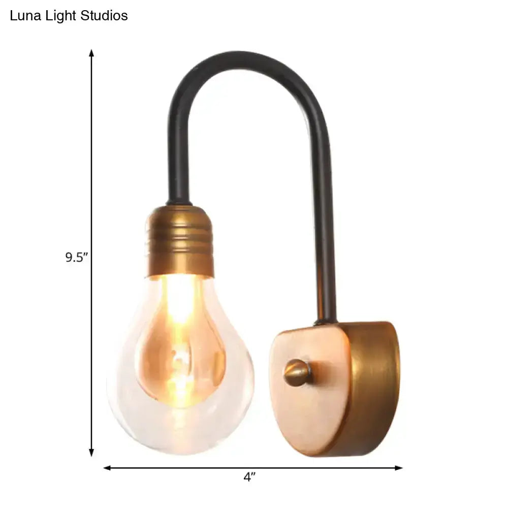 Industrial black metal wall lamp with brass socket, LED bedroom light fixture by Decorbites on Tampa Home & Garden Store