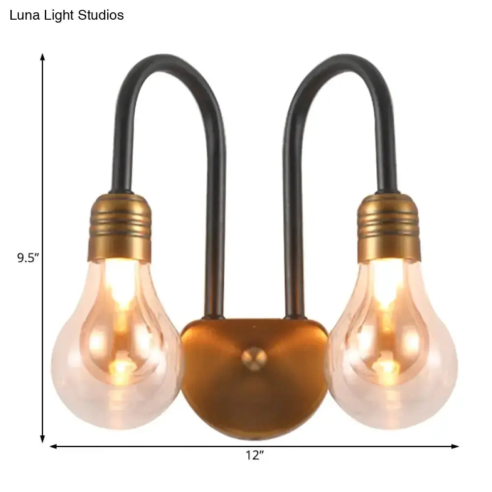 Industrial black and brass wall lamp with dual bulbs for bedroom LED fixture by Decorbites on Tampa Home & Garden Store
