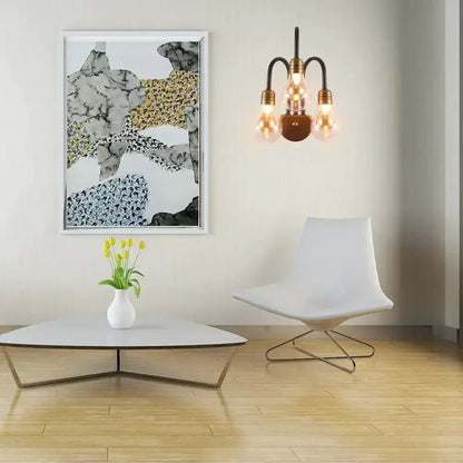 Industrial black and brass wall lamp with three Edison bulbs, Decorbites bedroom LED fixture on Tampa Home & Garden Store