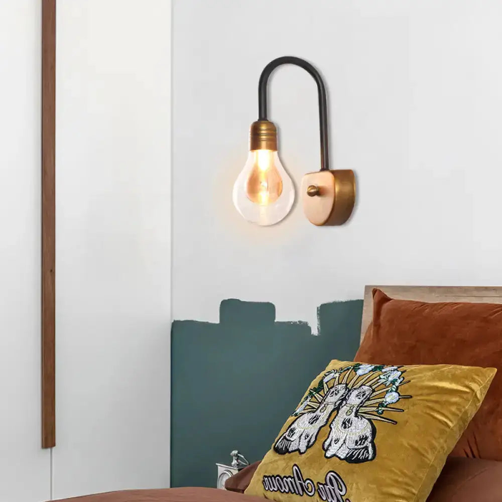 Industrial black and brass wall lamp with LED bulb bedroom light Decorbites on Tampa Home & Garden Store
