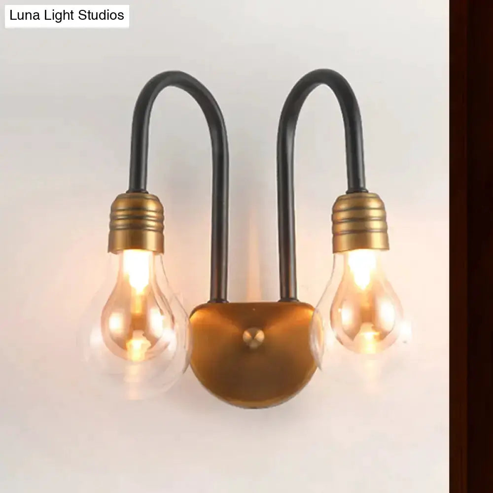 Industrial black & brass wall lamp sconce with dual bulbs by Decorbites bedroom fixture on Tampa Home & Garden Store