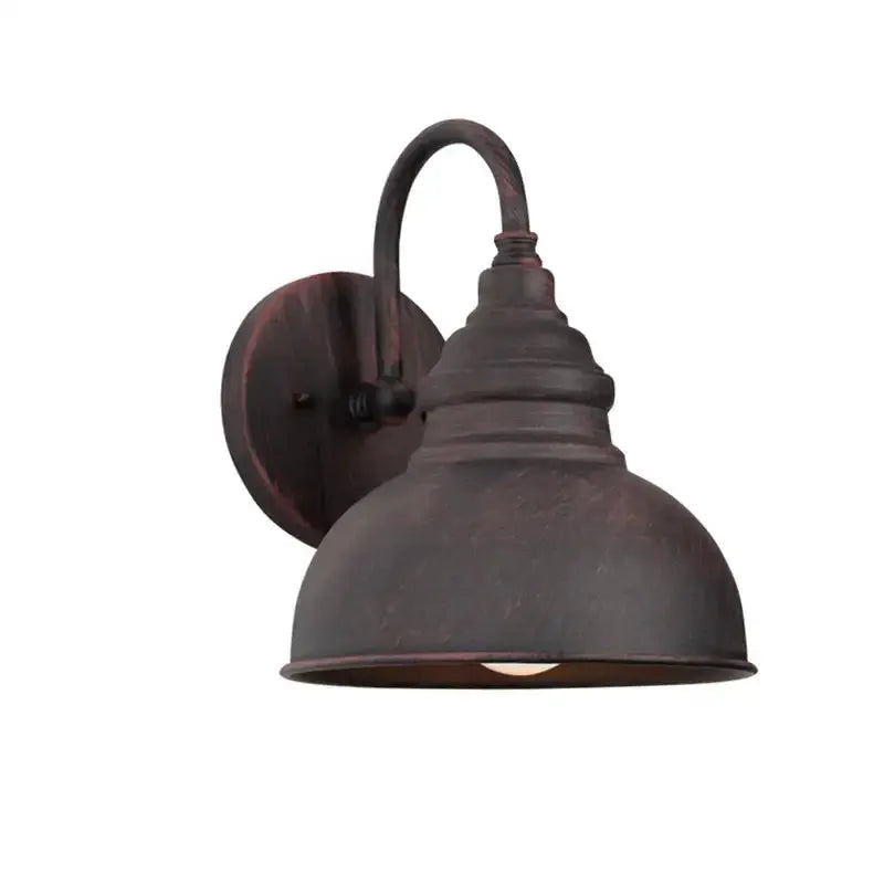 Industrial black metal outdoor wall lamp patio dome sconce with curved arm on Tampa Home & Garden Store