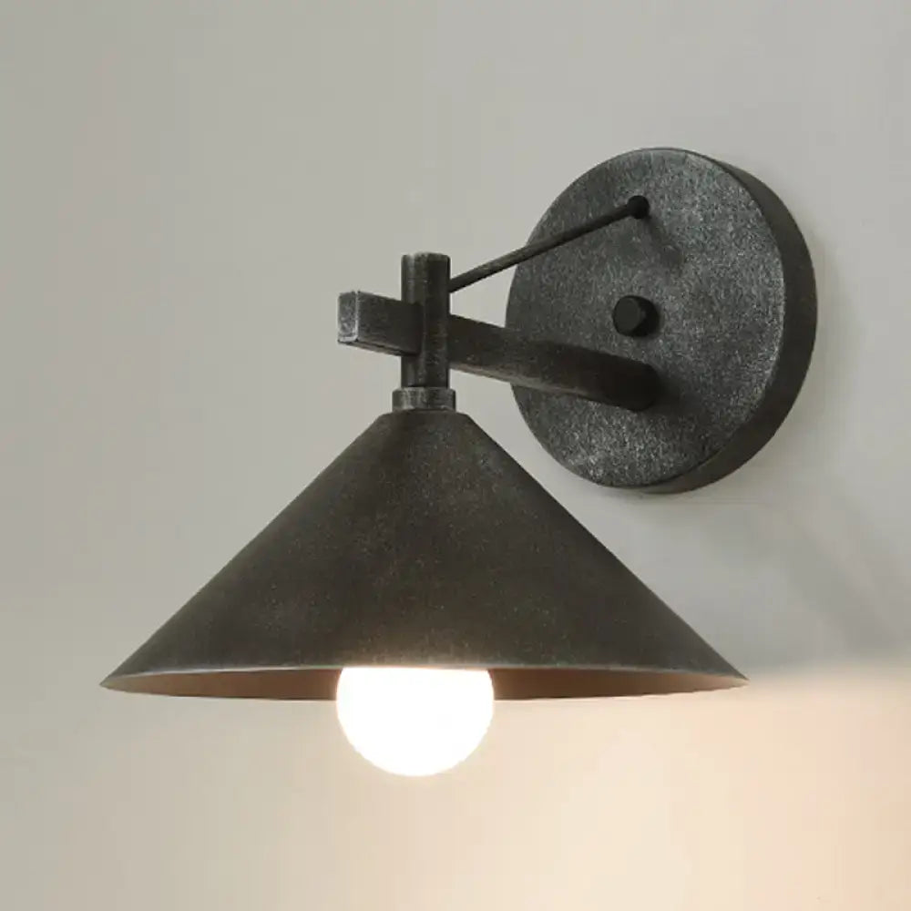 Black metal cone wall sconce by Decorbites, industrial matte finish, wall-mounted on Tampa Home & Garden Store