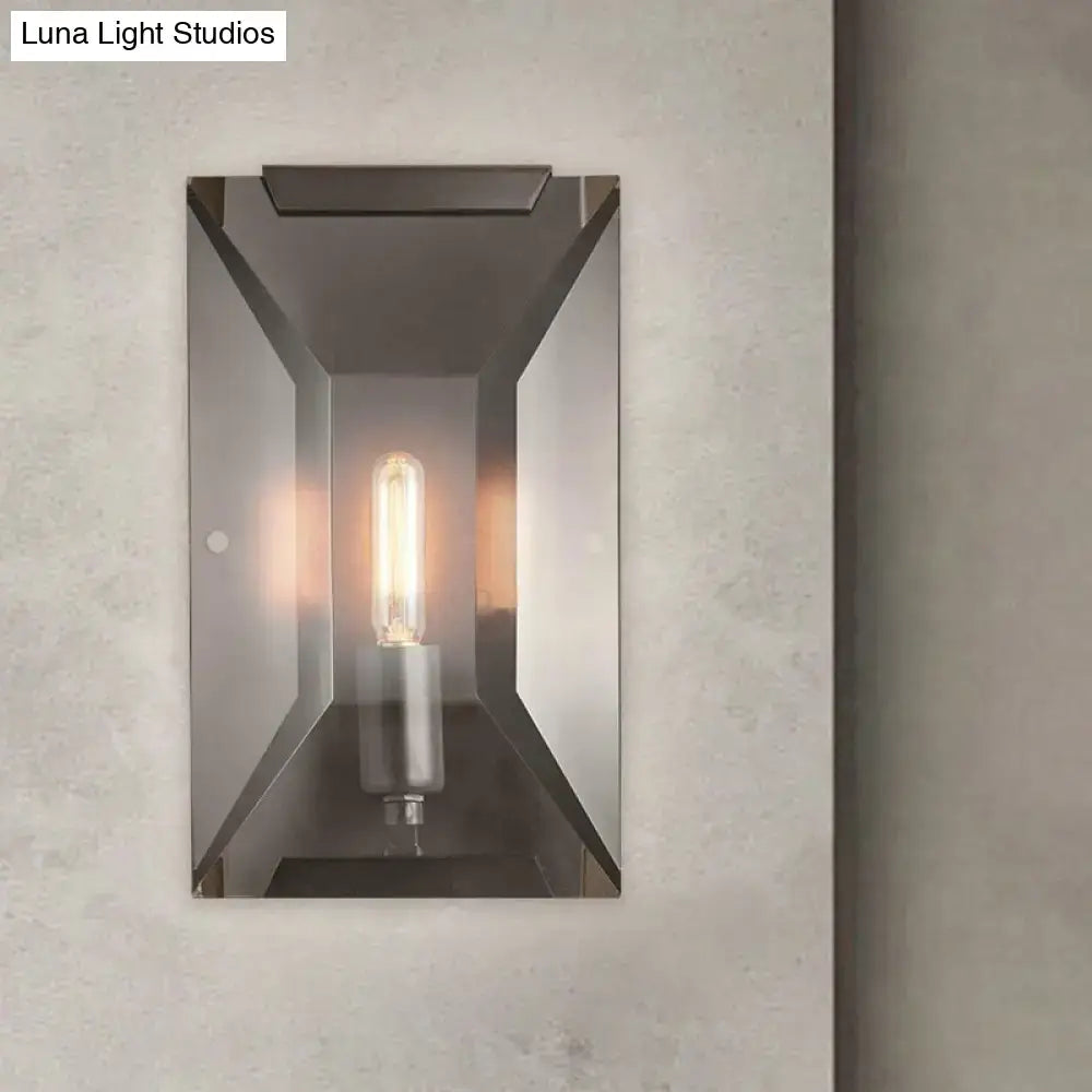 Black Metal Oblong Crystal Wall Sconce by Decorbites with a mirrored geometric frame on Tampa Home & Garden Store