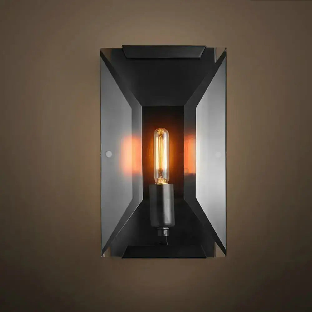 Black Metal Oblong Crystal Wall Sconce with exposed Edison bulb by Decorbites on Tampa Home & Garden Store