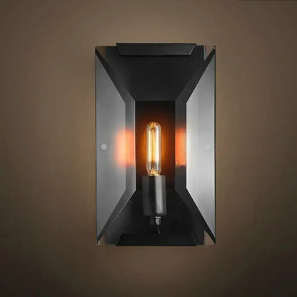 Black Metal Oblong Crystal Wall Sconce with exposed Edison bulb by Decorbites on Tampa Home & Garden Store