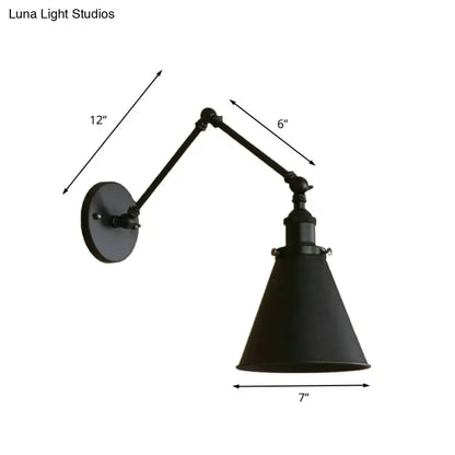 Rust Black Cone Wall Sconce Decorbites with adjustable arm and round backplate on Tampa Home & Garden Store