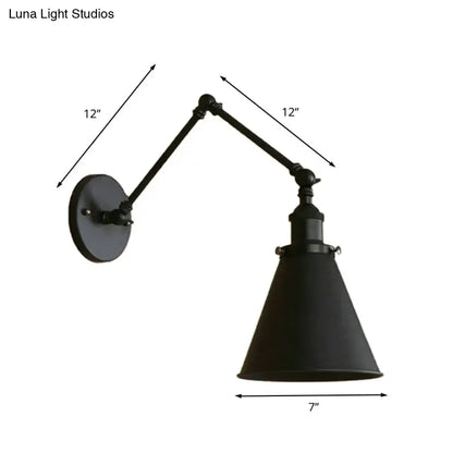 Rust Black Cone Wall Sconce by Decorbites with 12in arms and 7in cone shade on Tampa Home & Garden Store