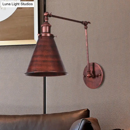 Rust Black Cone Wall Sconce copper-toned shade with adjustable arm wall mount on Tampa Home & Garden Store