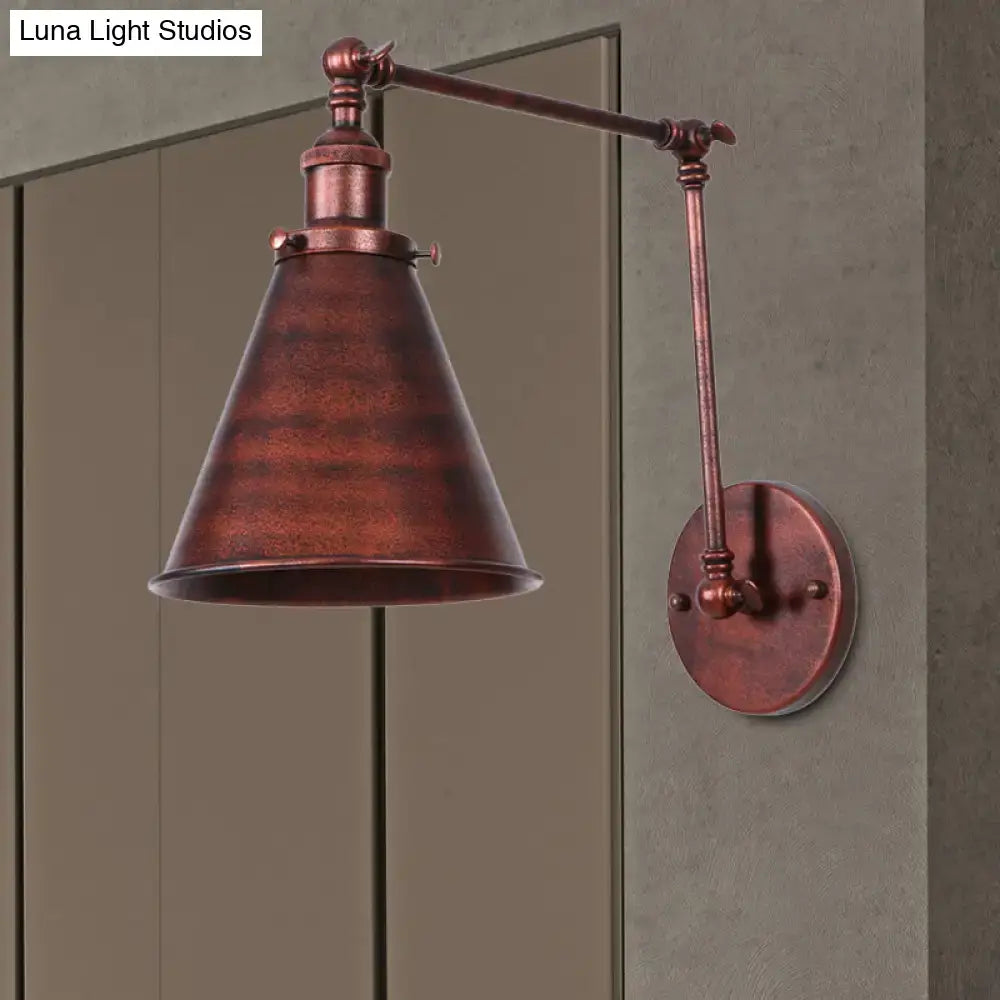Rust black cone wall sconce Decorbites, metal wall mount with coppery finish on Tampa Home & Garden Store