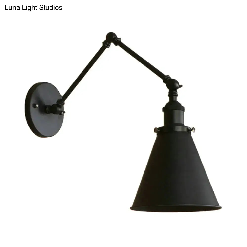 Rust Black Cone Wall Sconce, black metal shade with adjustable arm, Decorbites on Tampa Home & Garden Store