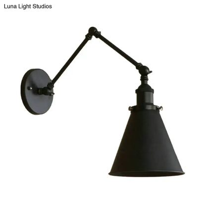 Rust Black Cone Wall Sconce, black metal shade with adjustable arm, Decorbites on Tampa Home & Garden Store