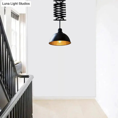 Industrial black pendant light with extendable scissor mount and gold interior Decorbites on Tampa Home & Garden Store