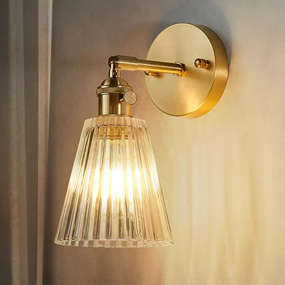 Brass textured glass wall sconce by Decorbites with gold finish on Tampa Home & Garden Store