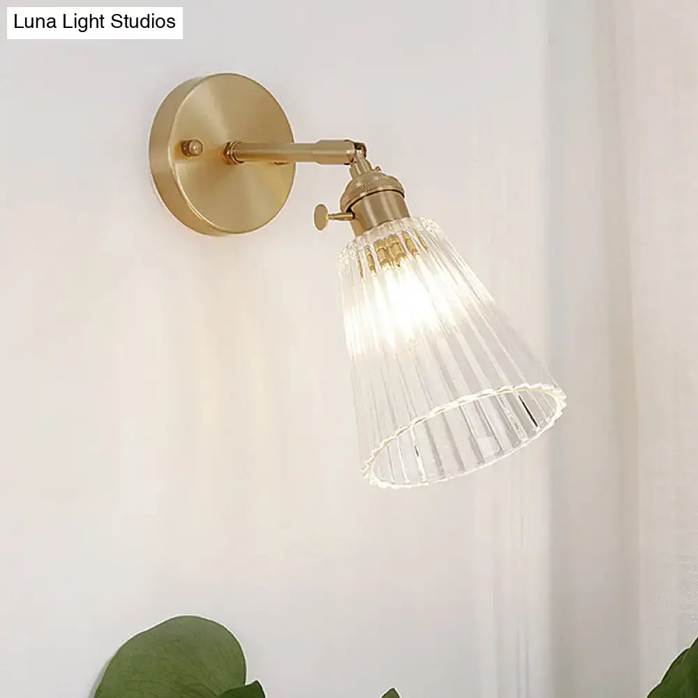 Brass Textured Glass Sconce wall light with ribbed glass shade Decorbites on Tampa Home & Garden Store