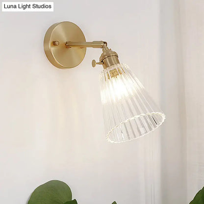 Brass Textured Glass Sconce wall light with ribbed glass shade Decorbites on Tampa Home & Garden Store
