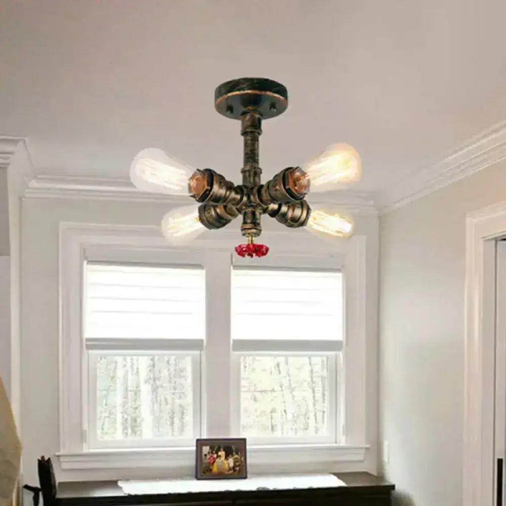 Bronze semi-flush ceiling light Decorbites with five Edison bulbs on Tampa Home & Garden Store