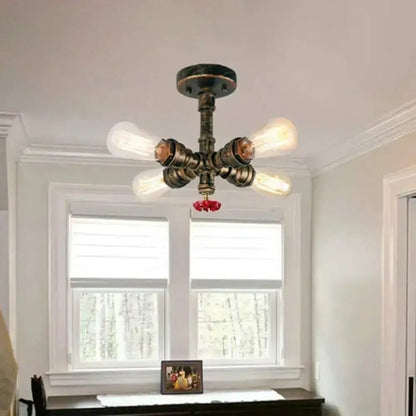 Bronze semi-flush ceiling light Decorbites with five Edison bulbs on Tampa Home & Garden Store