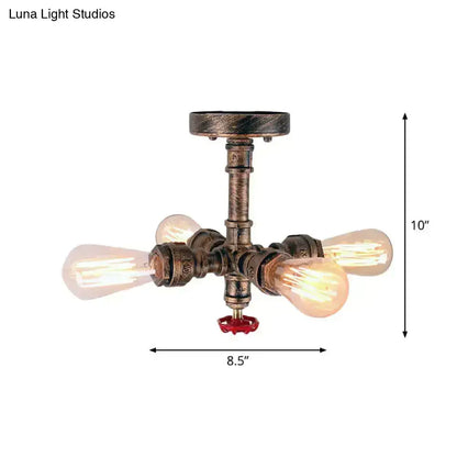 Bronze Decorbites semi-flush ceiling light with four Edison bulbs, industrial style on Tampa Home & Garden Store