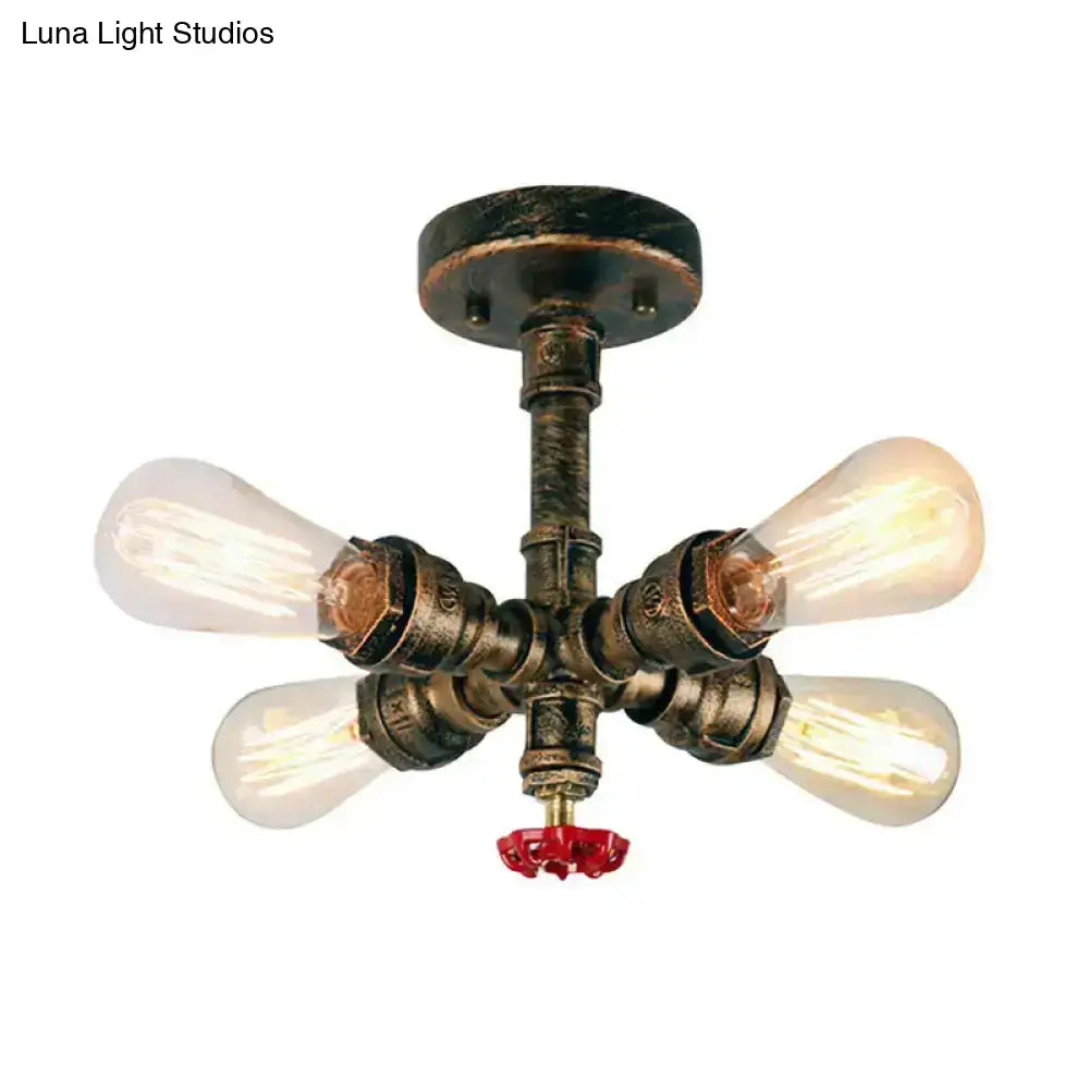Bronze semi flush ceiling light with four Edison bulbs and vintage hardware Decorbites on Tampa Home & Garden Store
