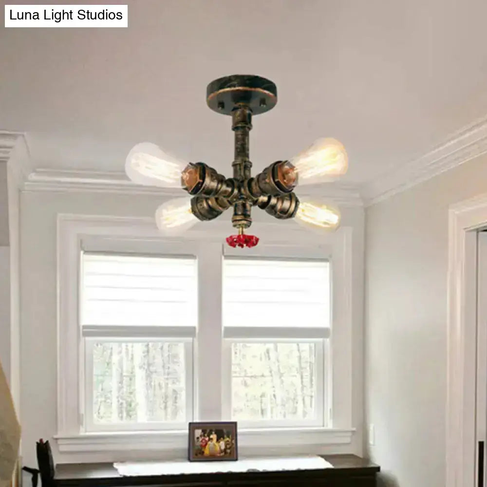 Bronze five-light semi-flush ceiling light with Edison bulbs in vintage finish Decorbites on Tampa Home & Garden Store
