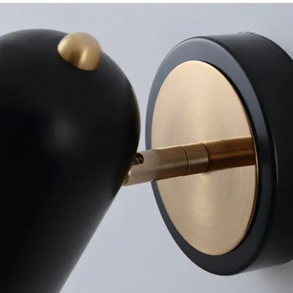 Nickel LED Wall Sconce black body with brass backplate and rod on Tampa Home & Garden Store