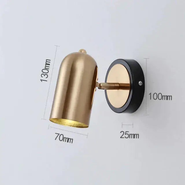 Nickel LED Wall Sconce with gold-toned cylindrical shade and black circular backplate on Tampa Home & Garden Store