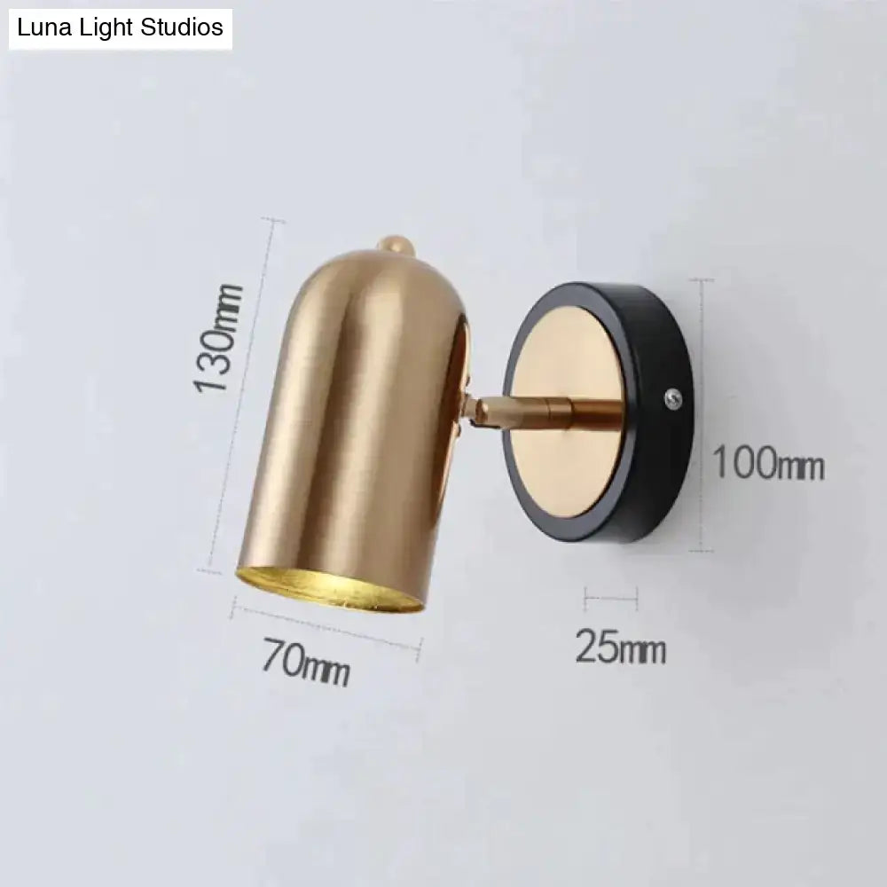 Nickel LED Wall Sconce by Decorbites, gold-toned cylindrical shade with black round backplate on Tampa Home & Garden Store