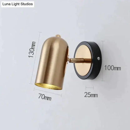 Nickel LED Wall Sconce by Decorbites, gold-toned cylindrical shade with black round backplate on Tampa Home & Garden Store