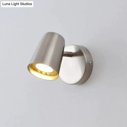 Nickel LED Wall Sconce by Decorbites, metal cylindrical shade with downward light on Tampa Home & Garden Store