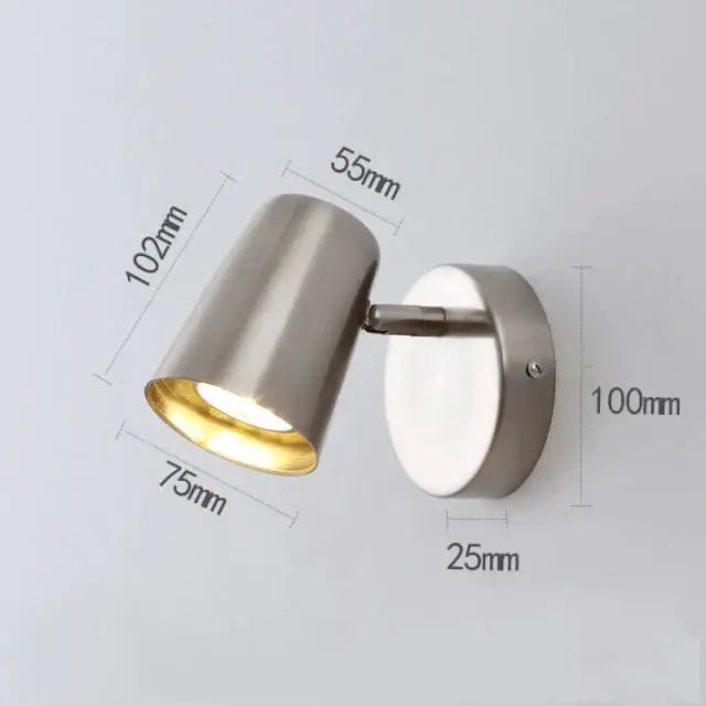 Nickel LED Wall Sconce by Decorbites with cylindrical metal shade and white backplate on Tampa Home & Garden Store