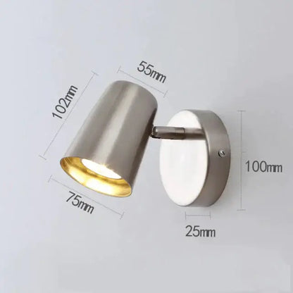 Nickel LED Wall Sconce by Decorbites with cylindrical metal shade and white backplate on Tampa Home & Garden Store