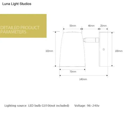 Nickel LED Wall Sconce with conical shade and wall arm; dimensions shown in mm on Tampa Home & Garden Store