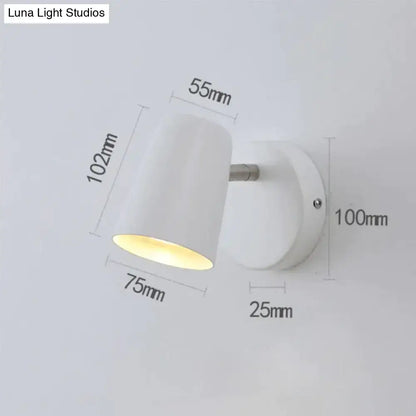 Nickel LED Wall Sconce with white cylindrical shade and round mounting plate by Decorbites on Tampa Home & Garden Store