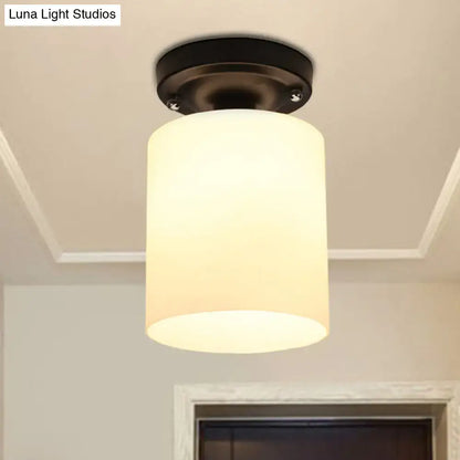 Bronze Milky Glass Light ceiling fixture with a cylindrical milky shade by Decorbites on Tampa Home & Garden Store