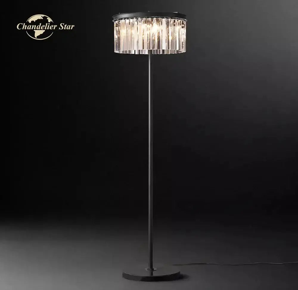 Industrial Crystal Led Floor Lamp Black Chrome