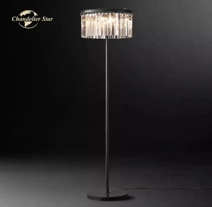 Industrial Crystal Led Floor Lamp Black Chrome